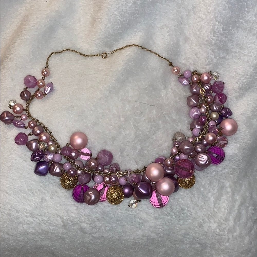 Vintage Statement Necklace - lavender, purple/gold